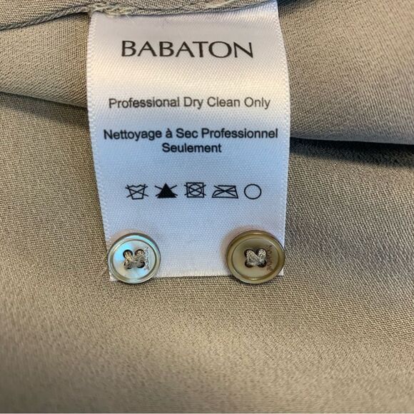 ARITZIA Babaton taupe brown Peverell 100 % silk long sleeve V-neck tunic blouse - Picture 11 of 14